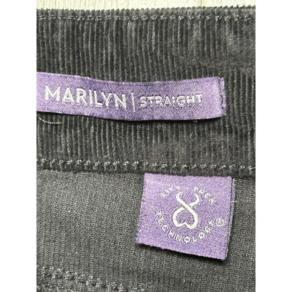 NYDJ Marilyn Straight Corduroy Pants Womens 14 Black Cords Lift Tuck Classic - Picture 4 of 13